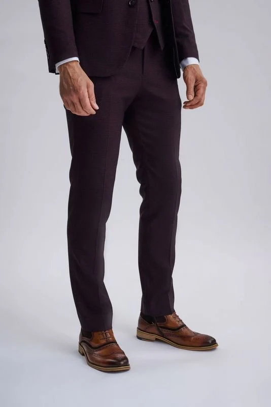 Regent Wine Check Three Piece Suit - Image 8