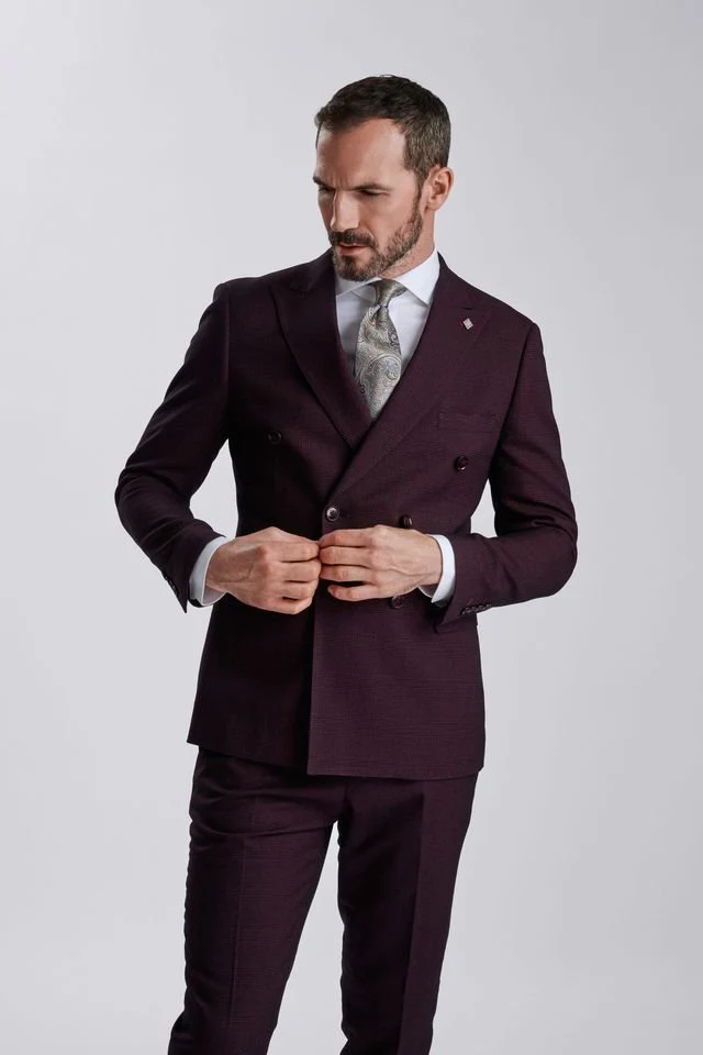 Regent Wine Double-Breasted Two Piece Suit - Image 8