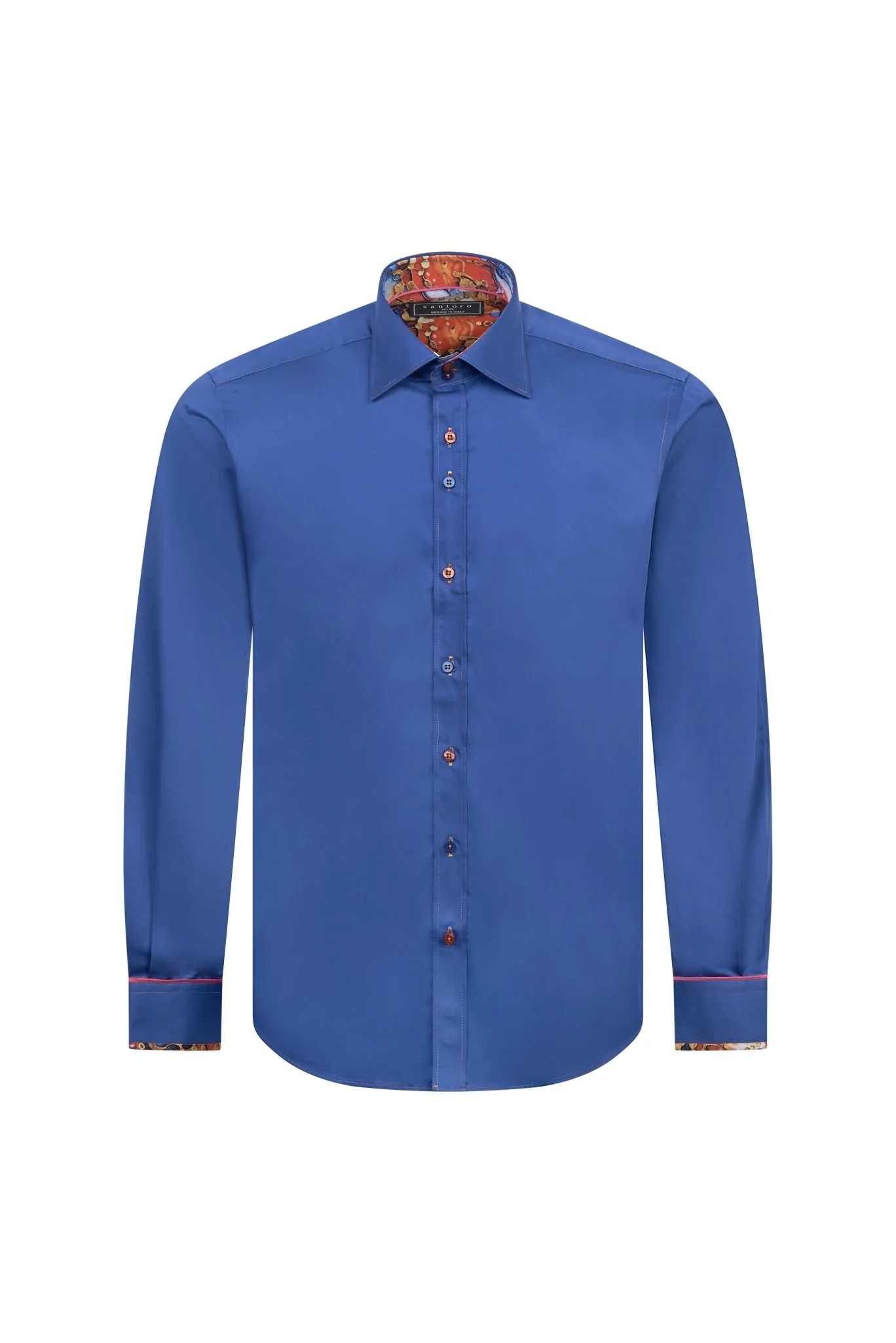 Royal Blue Shirt with Abstract Contrast - Image 2