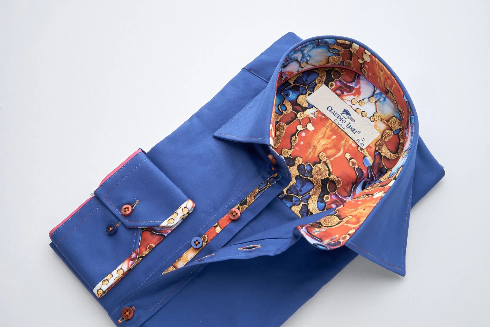 Royal Blue Shirt with Abstract Contrast - Image 4