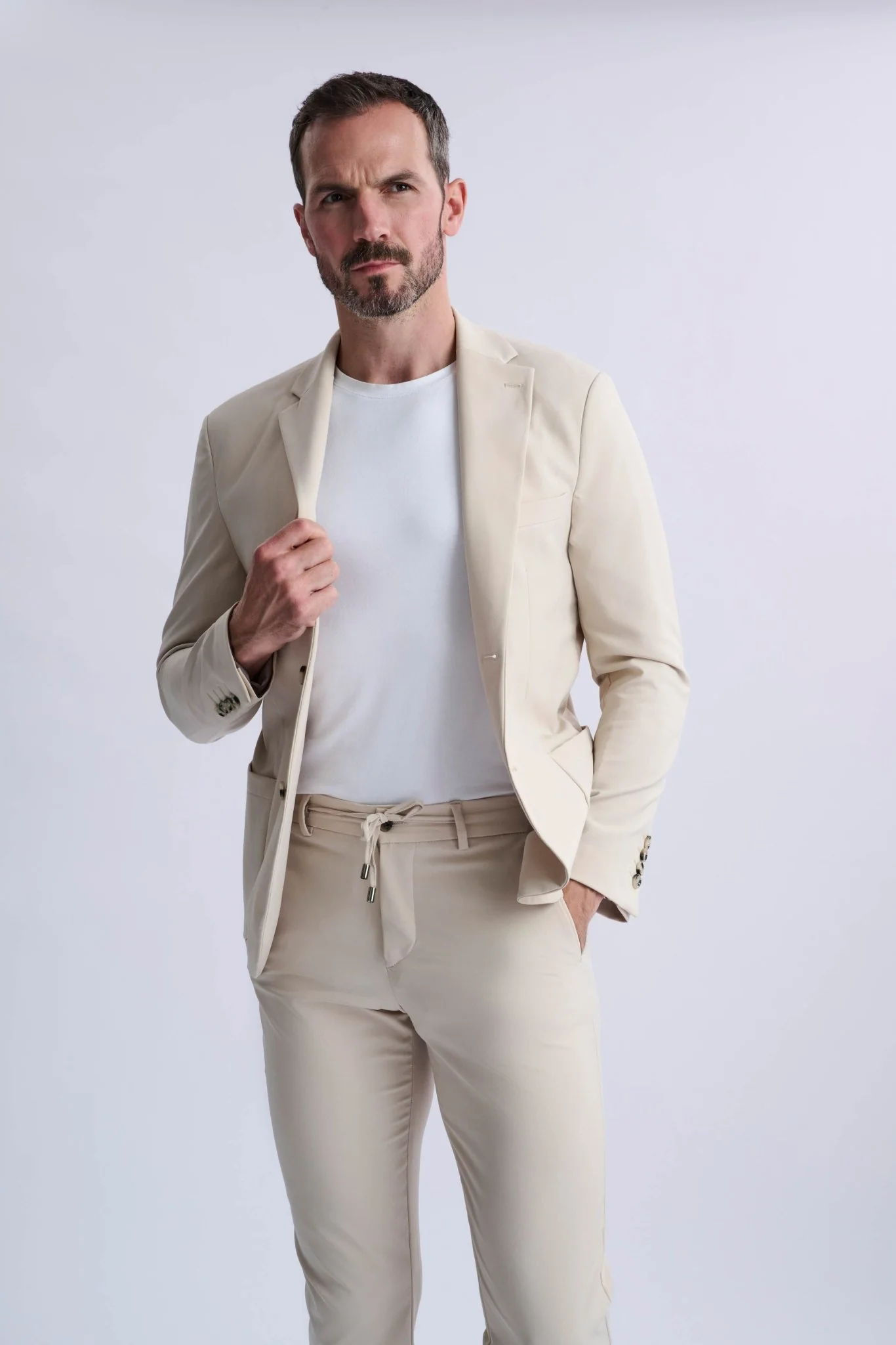 Rulli Beige 360 Stretch Technical Suit with Detachable Hood - Image 7