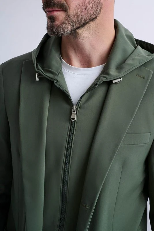 Rulli Khaki 360 Stretch Technical Suit with Detachable Hood - Image 6