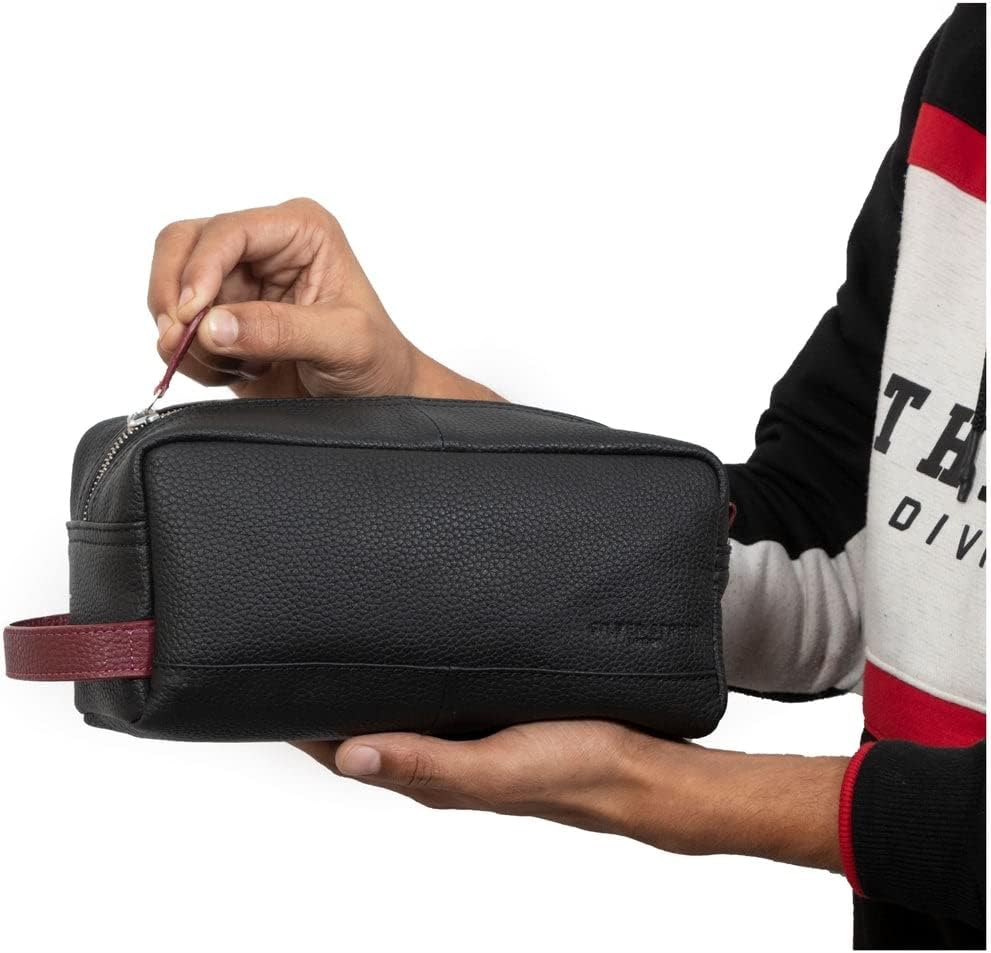 Santiago Leather Washbag  - Black - Image 5