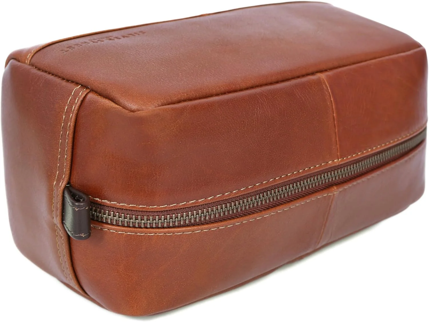 Santiago Leather Washbag - Tan - Image 5