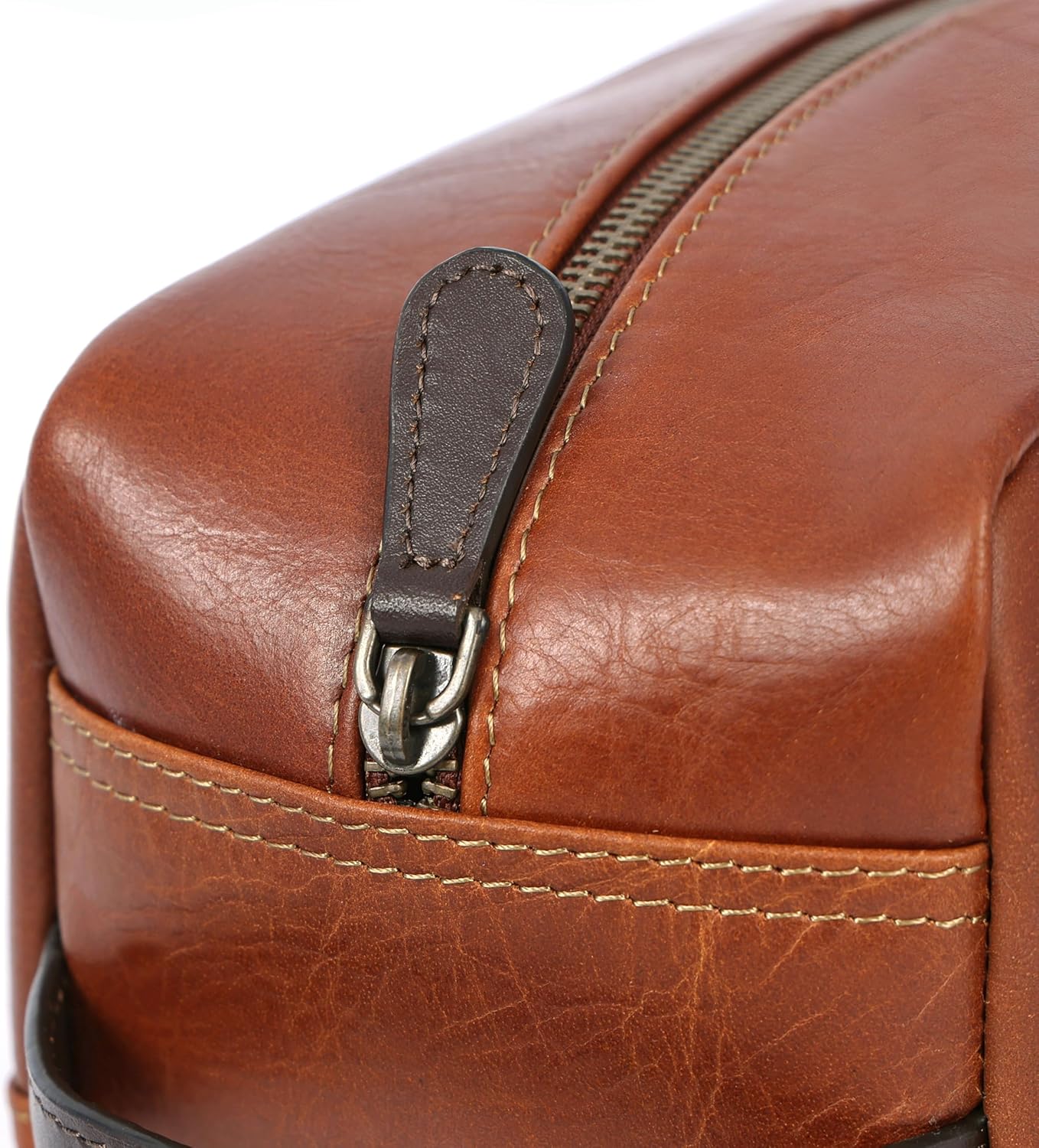Santiago Leather Washbag - Tan - Image 7