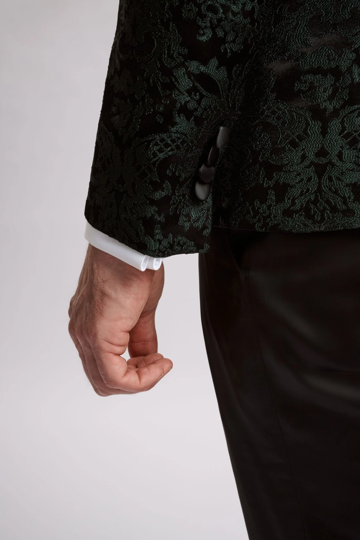 Santoro Milan's Paisley Three Piece Brocade Olive Suit - Image 6