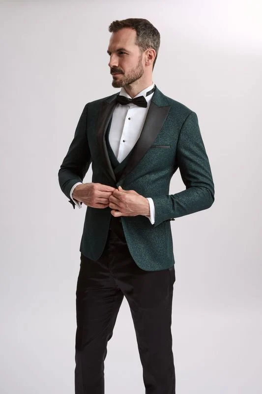 Santoro Milan's Sparkle Three Piece Emerald Tux - Image 3