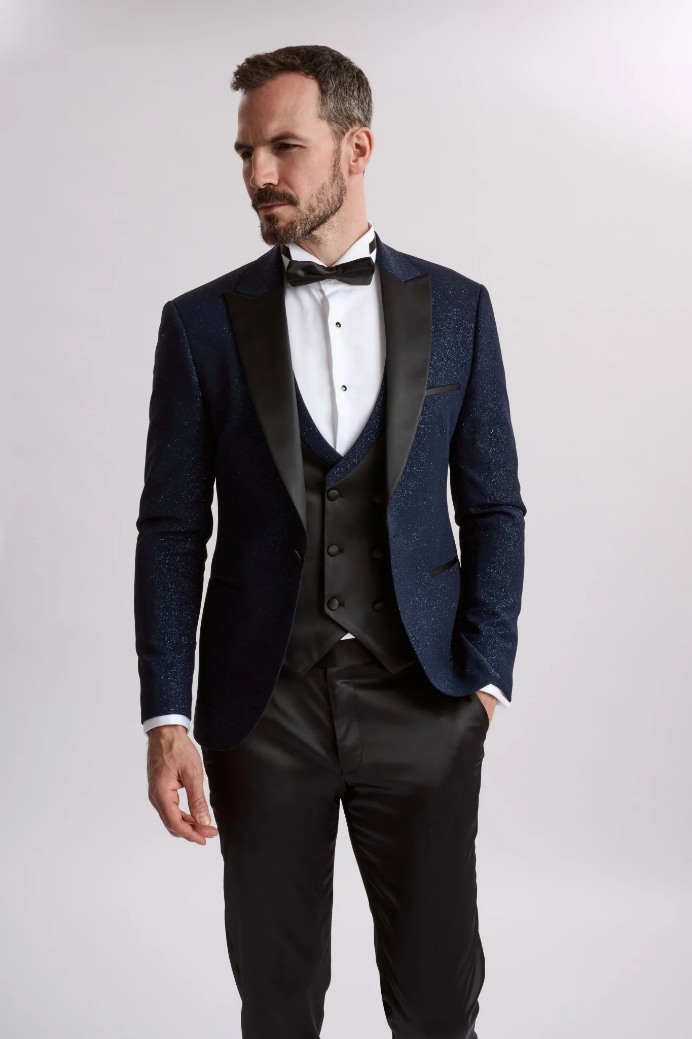 Santoro Milan's Sparkle Three Piece Navy Tux - Image 3