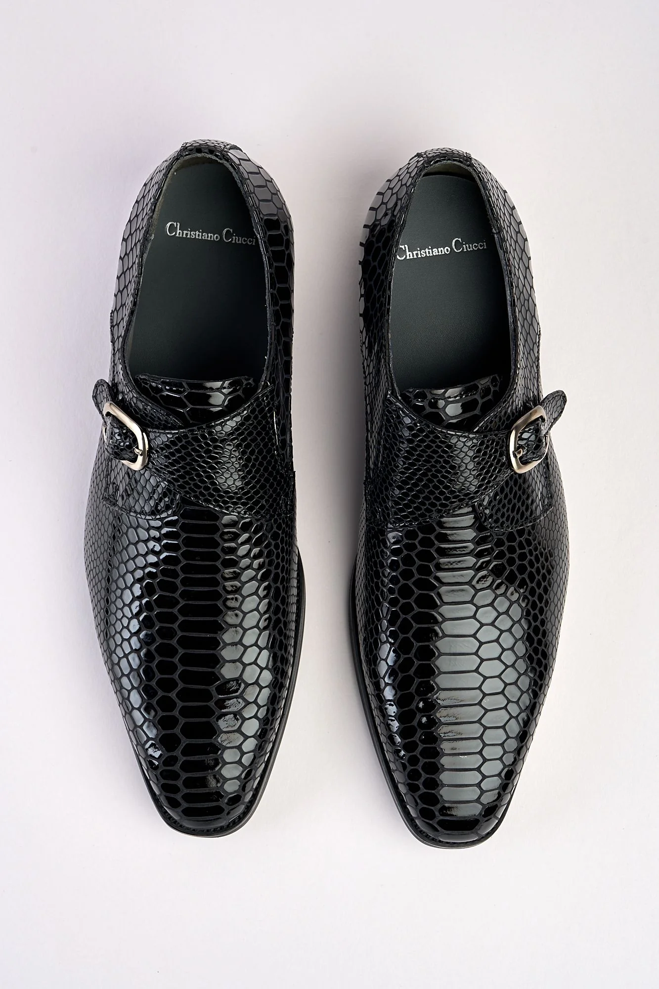 Saviano Black Crocodile-Pattern Monk Shoe - Image 4