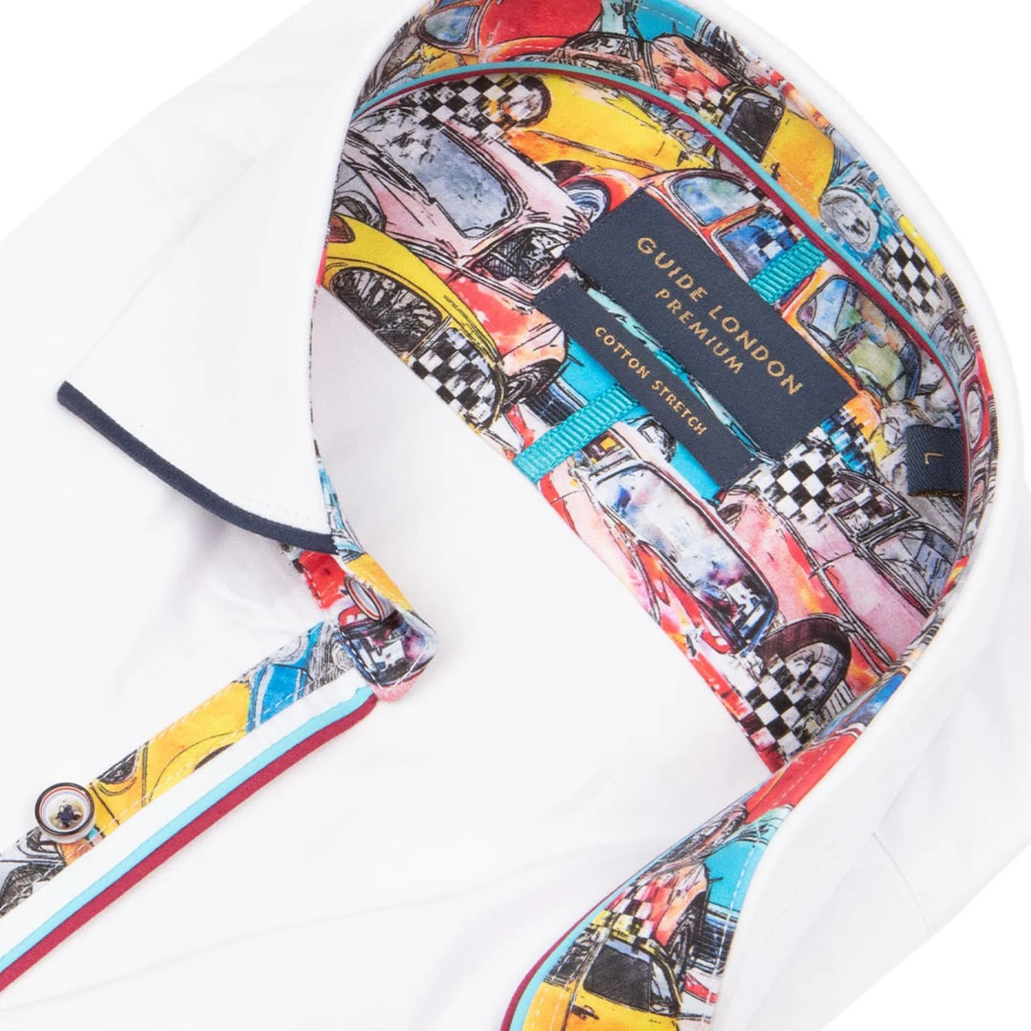 White Long Sleeve Vibrant Solid Colour Detail Shirt - Image 2