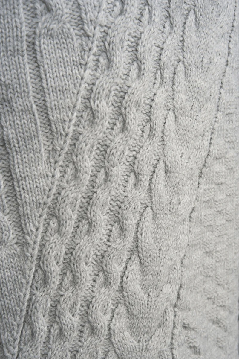 Torino Cross-Collar Cable Knit – Ash Grey - Image 3