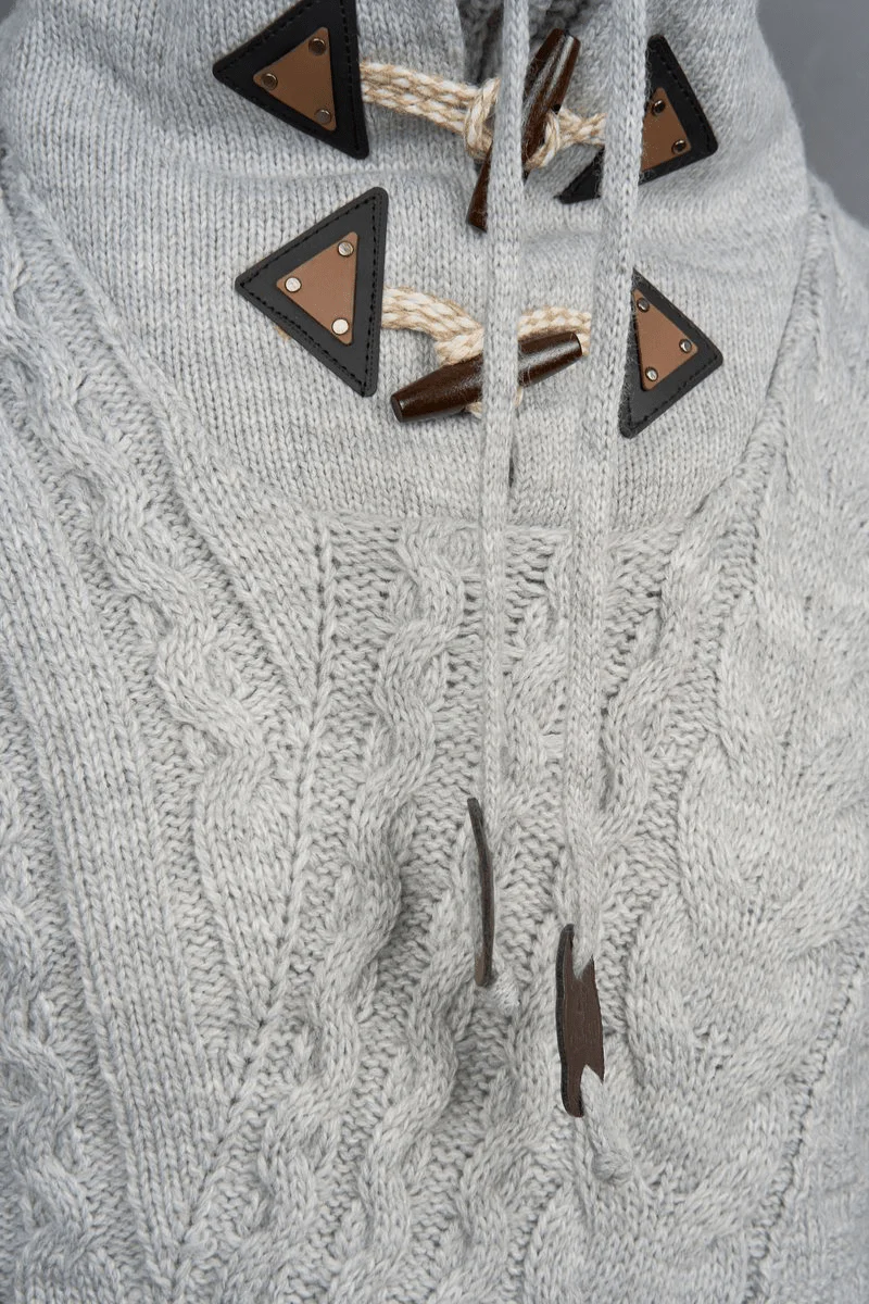 Torino Cross-Collar Cable Knit – Ash Grey - Image 4
