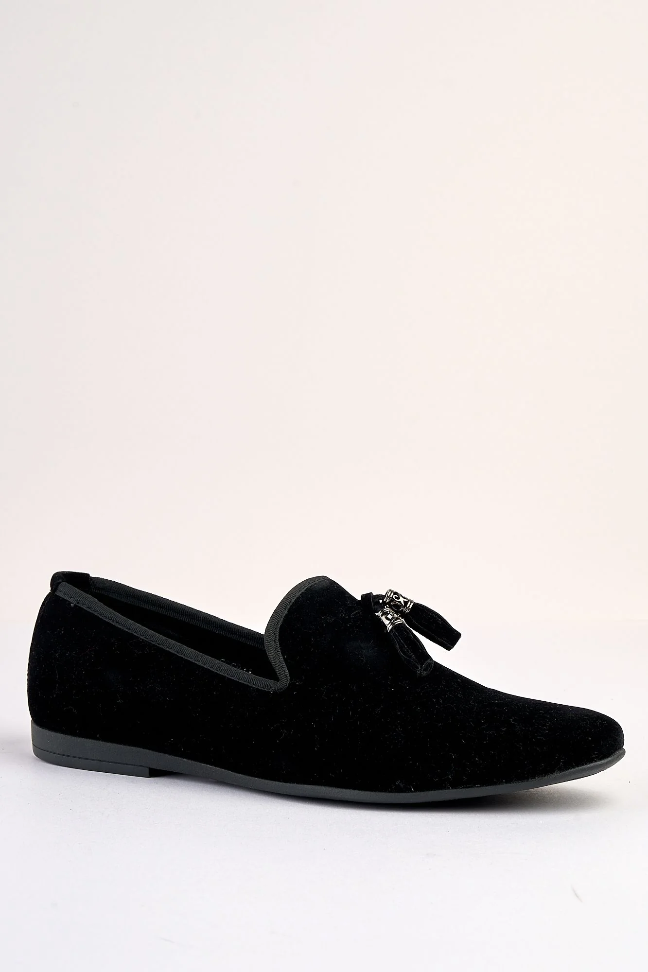 Volterra Velvet Tassel Black Loafer