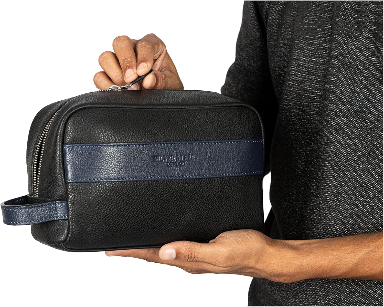Walter Leather Washbag  - Blue - Image 5