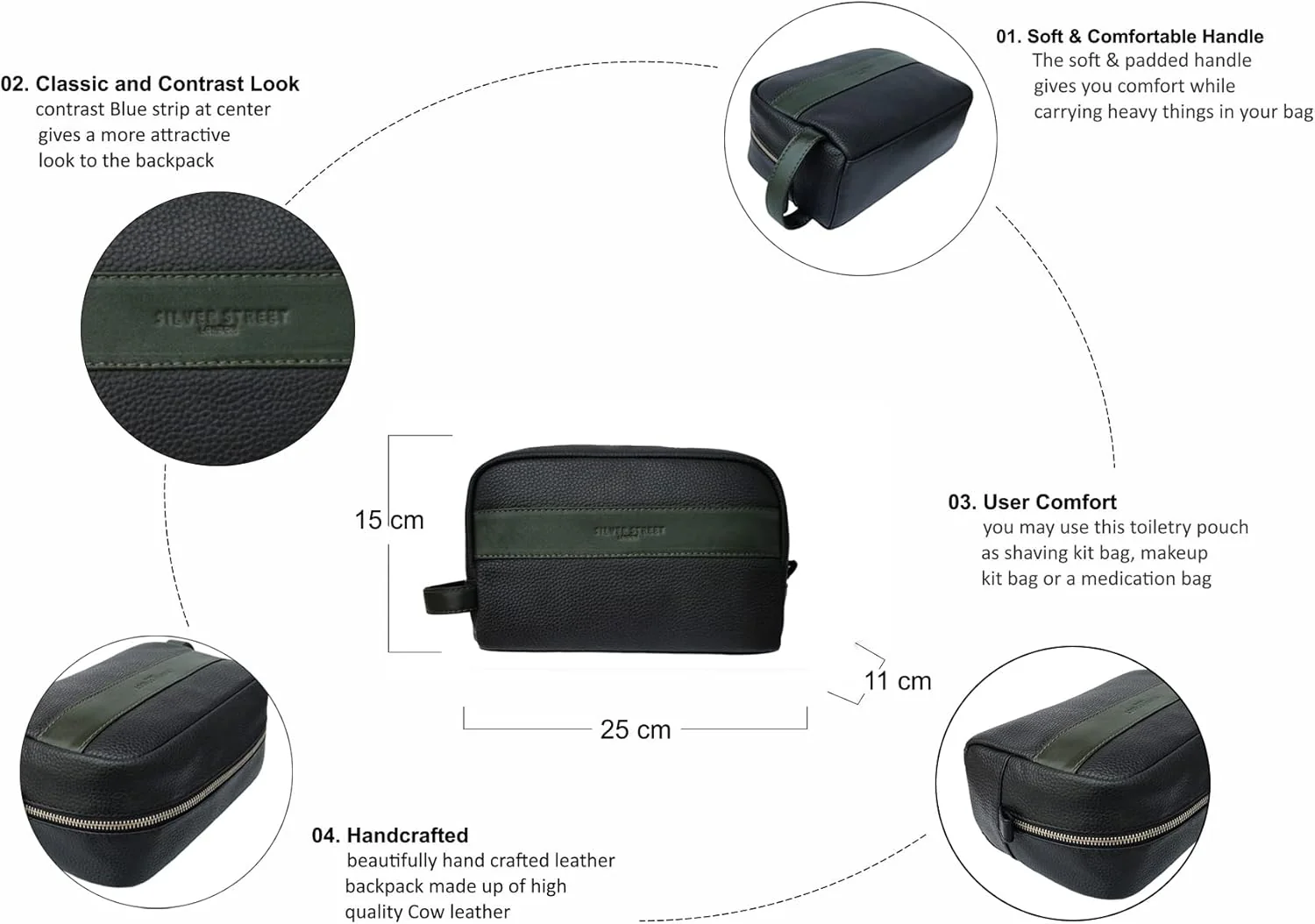 Walter Leather Washbag - Green - Image 5