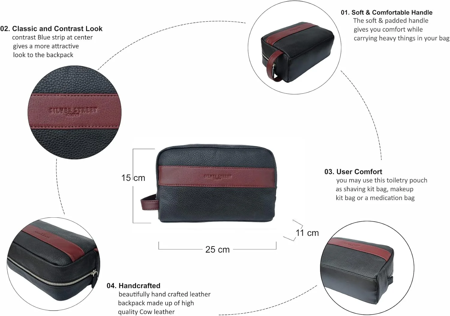 Walter Leather Washbag  - Oxblood - Image 6