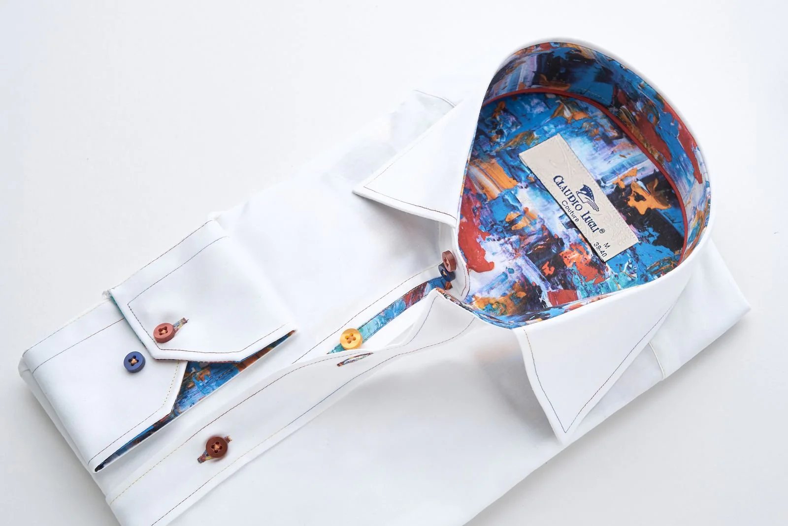 White Shirt with Abstract Trim - Image 4