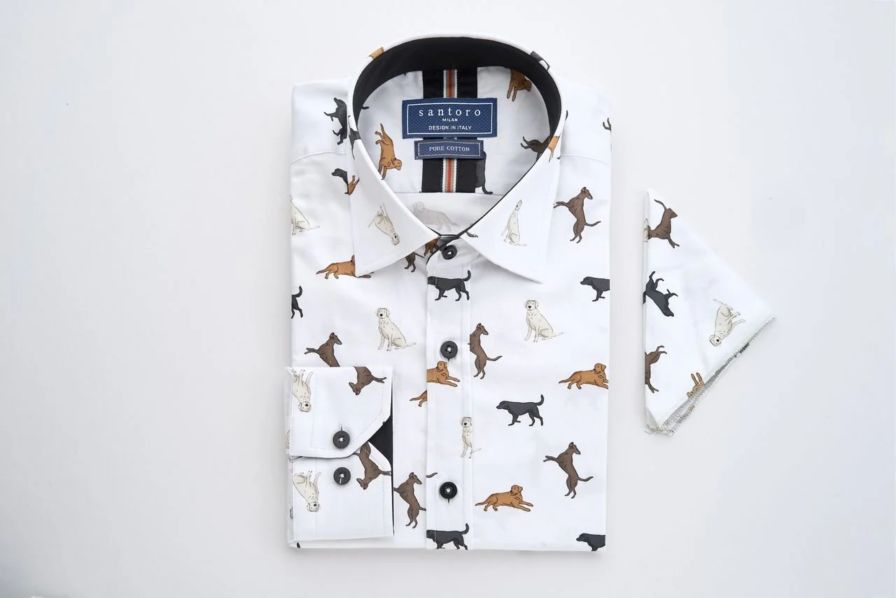 White Shirt with Dog Print - Image 4