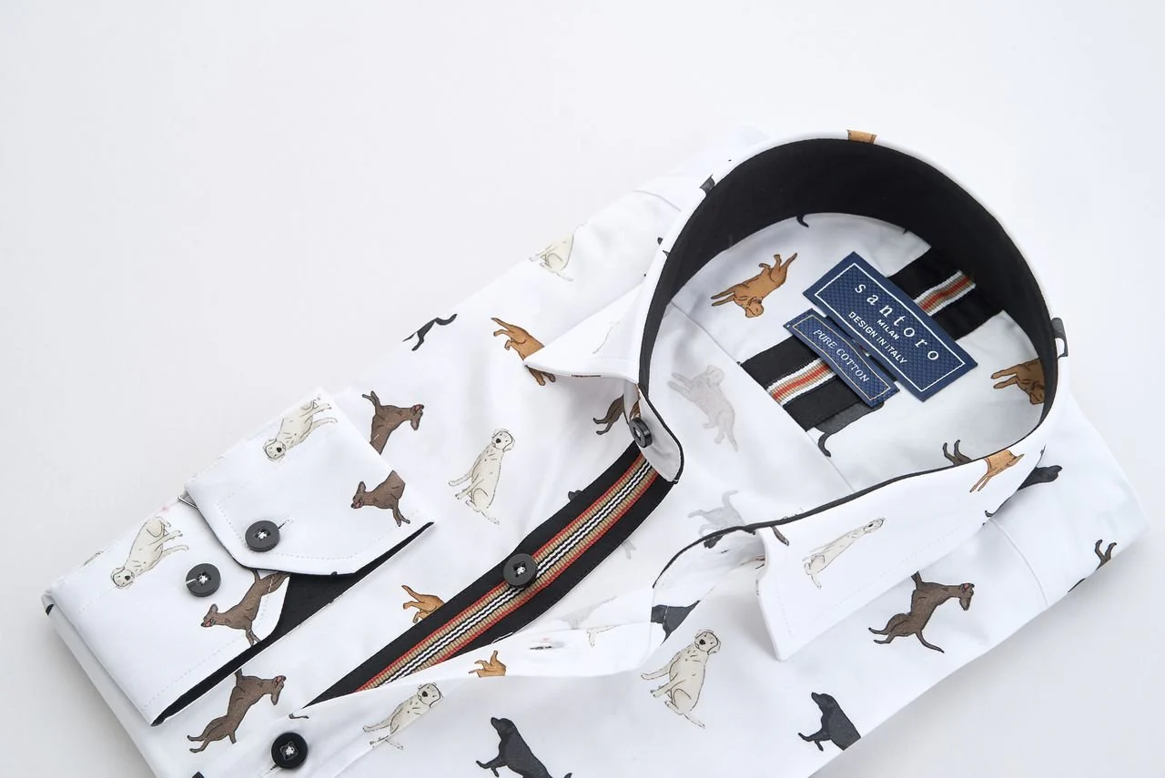 White Shirt with Dog Print - Image 5