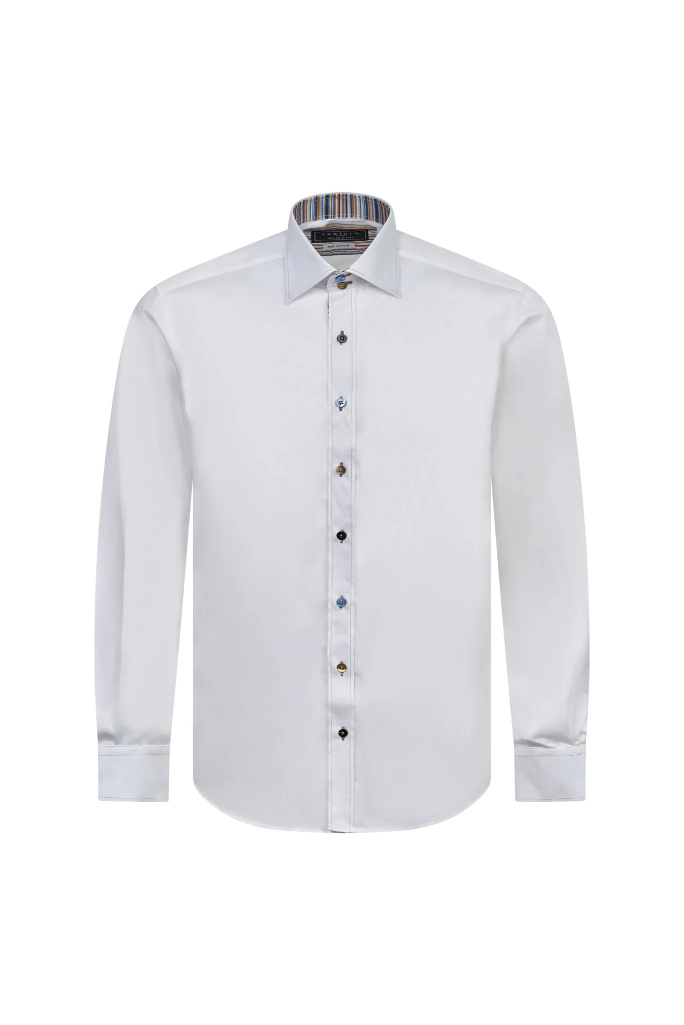 White Shirt with Striped Trim - Image 2