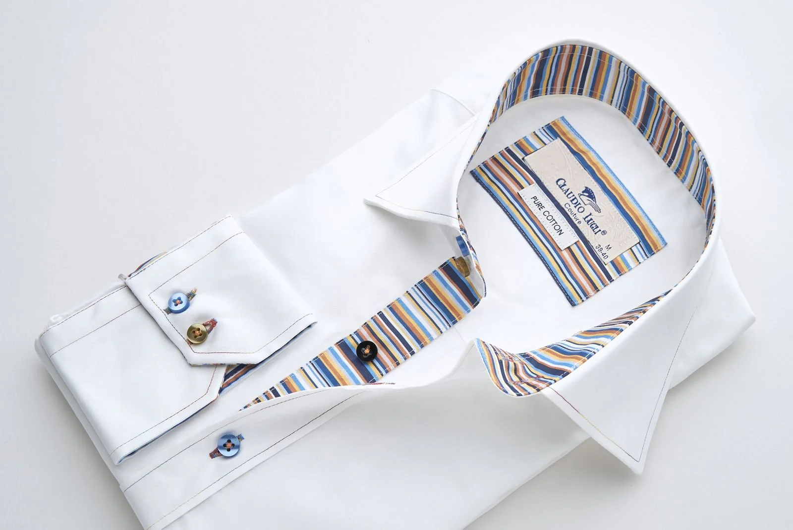 White Shirt with Striped Trim - Image 4